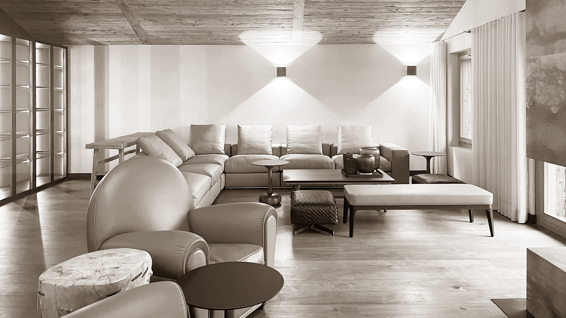 Contemporary architectural space with open floor plans, large windows, and minimalistic design, highlighting the company’s approach to modern architecture and design.